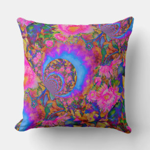 Pink abstract flora Sunflower Fields forever Cushion
