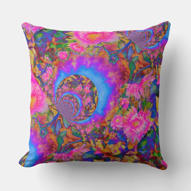 Pink abstract flora Sunflower Fields forever  Cushion (Front)