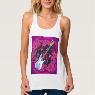 Pink Abstract Floral Bass Guitar Racerback Tank