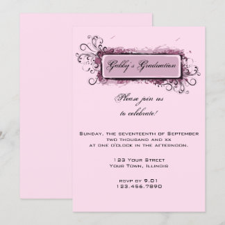 Pink Abstract Floral Graduation Party Invitation