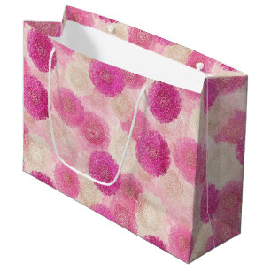 Pink Abstract Floral Lace Circle Pattern Large Gift Bag