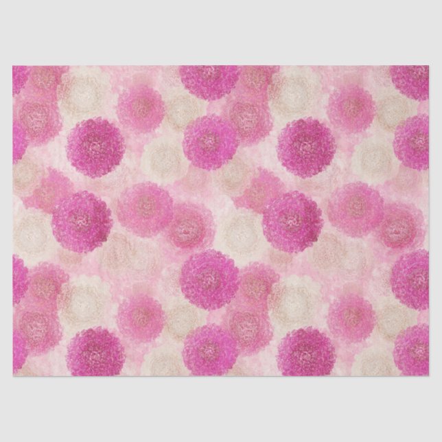 Pink Abstract Floral Lace Circle Pattern Tissue Paper (Front)