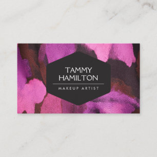 Pink Abstract Floral Pattern Makeup Artist Business Card