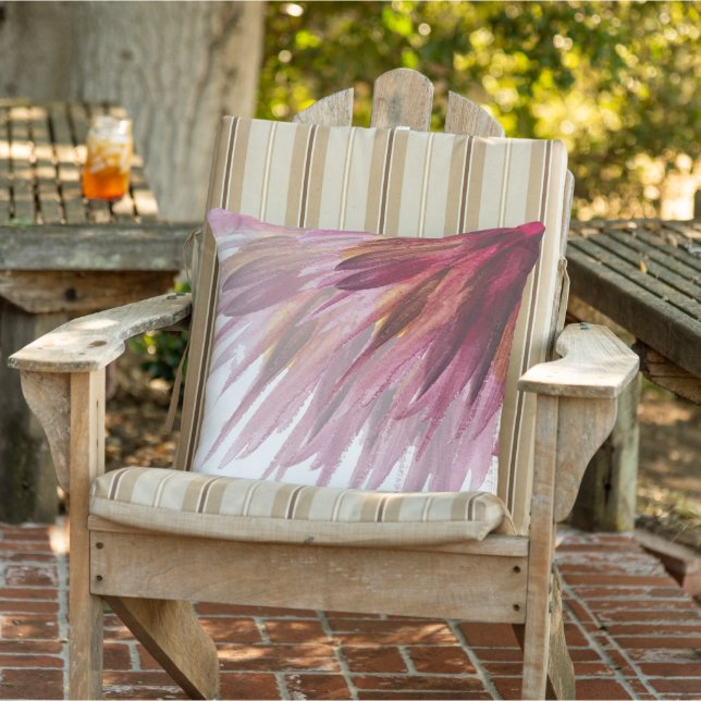 Pink Abstract Floral Watercolor Hand-painted Cushion (Chair)