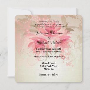 Pink Abstract Floral Wedding Invitation