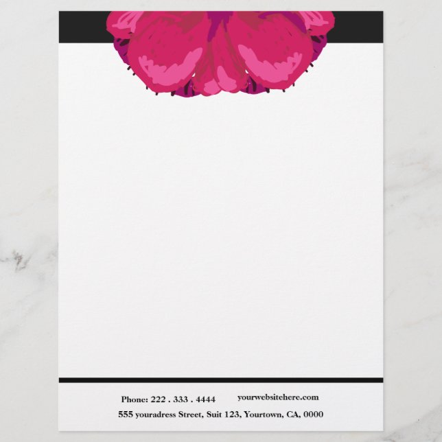 Pink Abstract Flower Letterhead - Chic - Modern (Front)