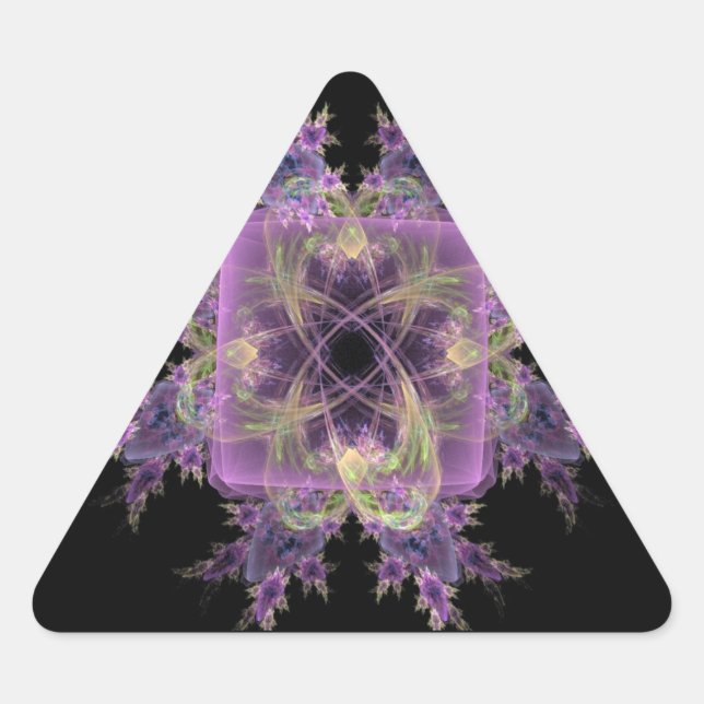 Pink Abstract Fowers Triangle Sticker (Front)
