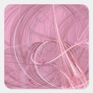 Pink Abstract Fractal Square Sticker