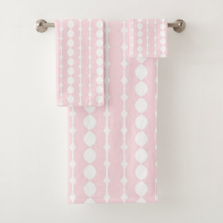 Pink Abstract Geometric Striped Pattern Bath Towel Set