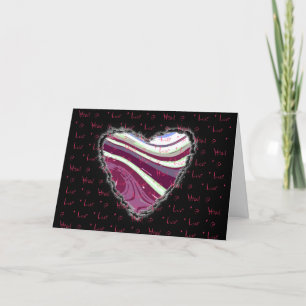 Pink Abstract Heart Valentine Love Romance Holiday Card