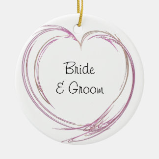 Pink Abstract Heart Wedding Ceramic Tree Decoration