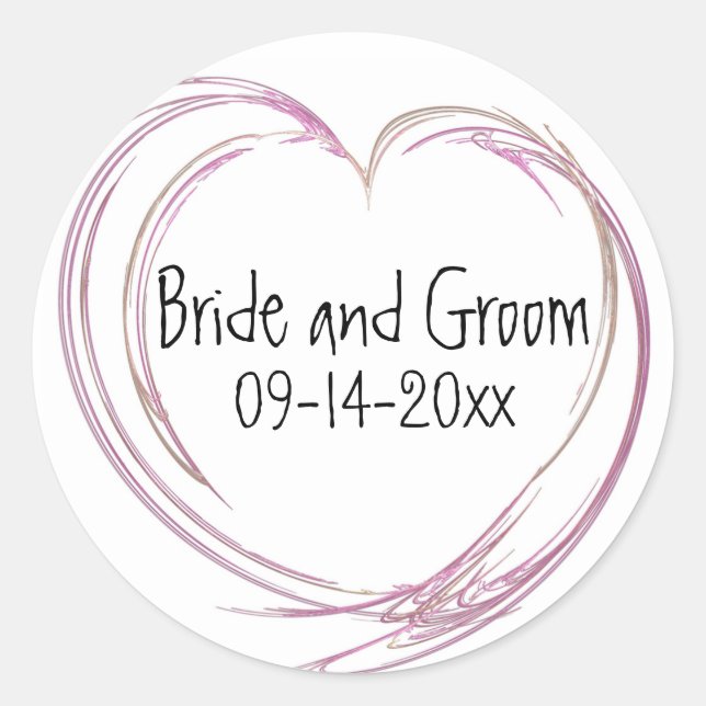 Pink Abstract Heart Wedding Envelope Seal (Front)