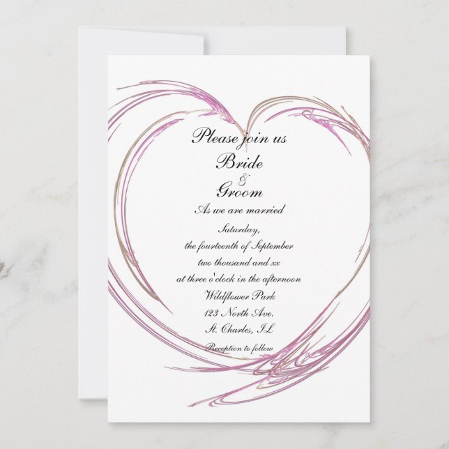 Pink Abstract Heart Wedding Invitation (Front)