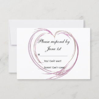 Pink Abstract Heart Wedding RSVP Response Card
