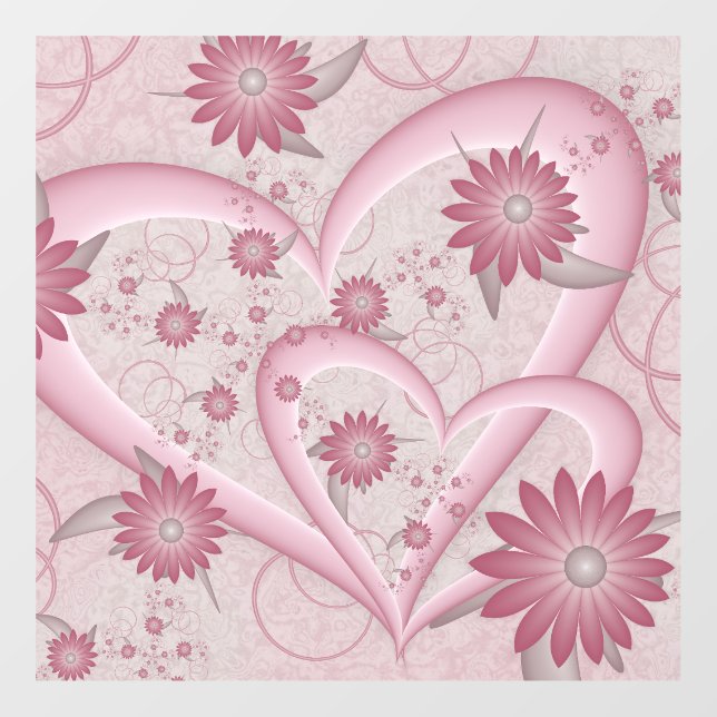 Pink Abstract Hearts & Flowers Love Fractal Art (Sheet)