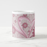 Pink Abstract Hearts & Flowers Love Fractal Art