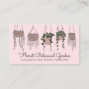 Pink Abstract House Plant Vase Succulents Business Card