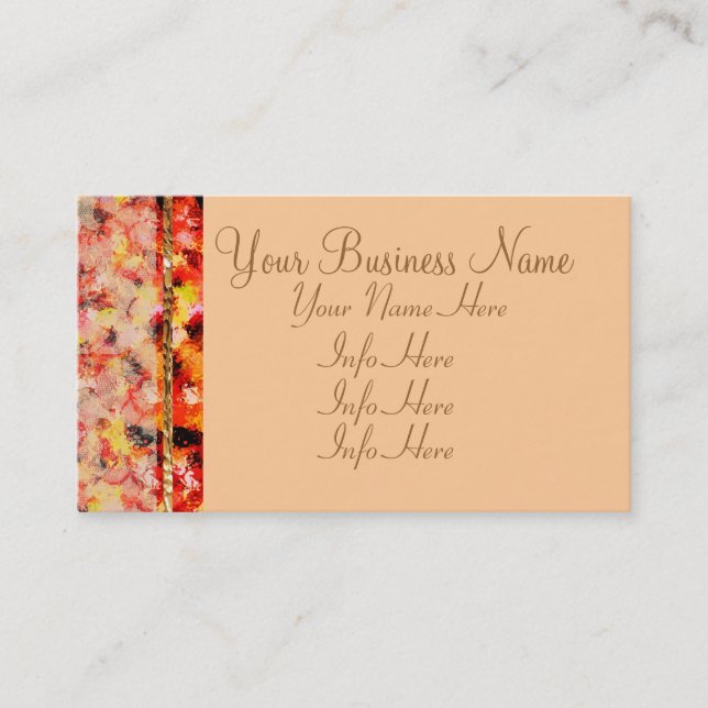 Pink Abstract Lace Roses Business Card (Front)