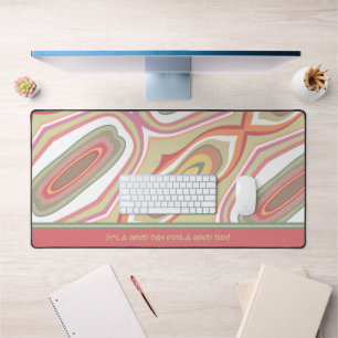 Pink Abstract Modern Colourful Boho Name Quote Desk Mat