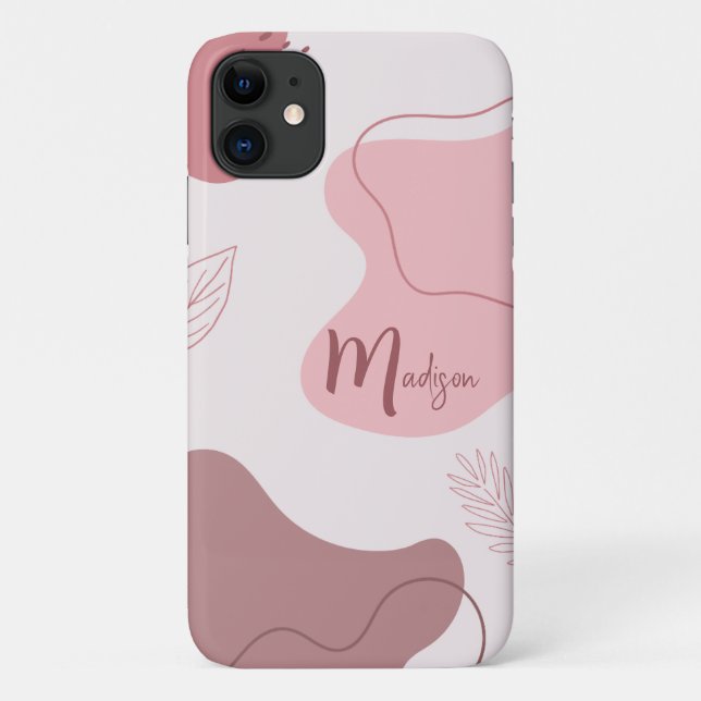 Pink Abstract Organic Shapes iPhone Case (Back)