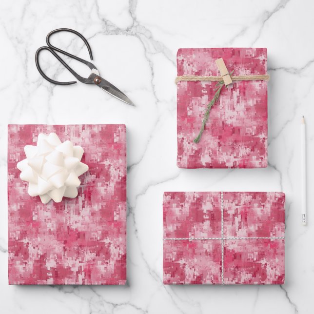 Pink Abstract Paint Wrapping Paper Sheet (Front)