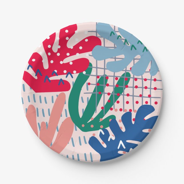 Pink Abstract Paper Plates (Front)