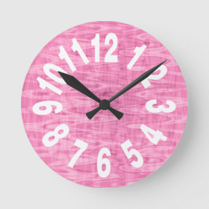 Pink Abstract Pattern Large Numbers Round Clock