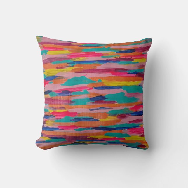 Pink Abstract Stripes Cushion (Front)