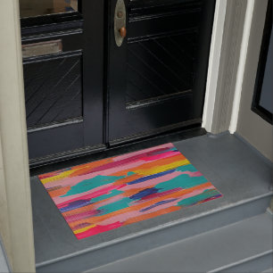 Pink Abstract Stripes Doormat