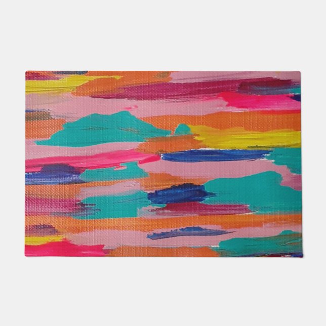 Pink Abstract Stripes Doormat (Front)