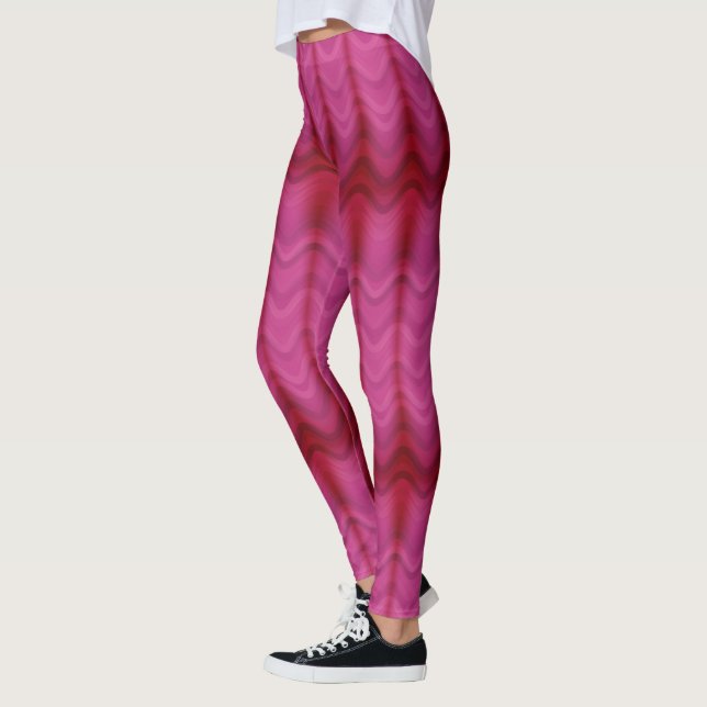 Pink Abstract Swirly Lines Leggings (Left)