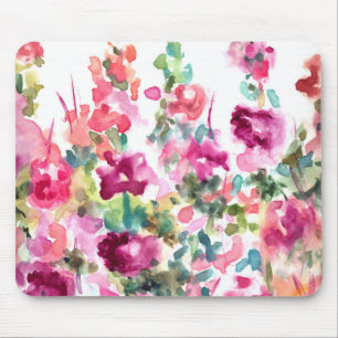 Pink Abstract Watercolor Flower Background Mouse Pad