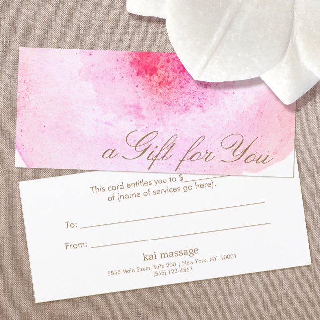 Pink Abstract Watercolor Gift Certificate (Creator Uploaded)