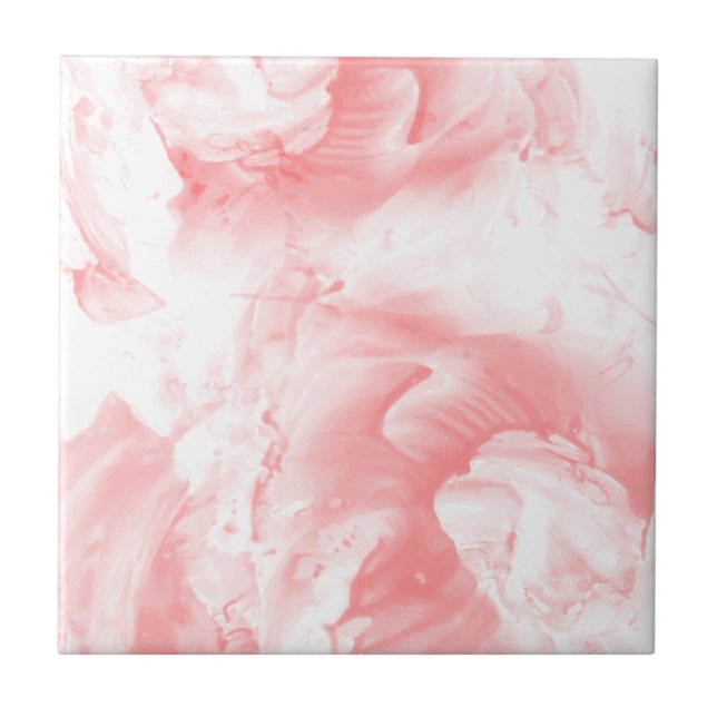 Pink Abstract Watercolor Marble Background Tile (Front)