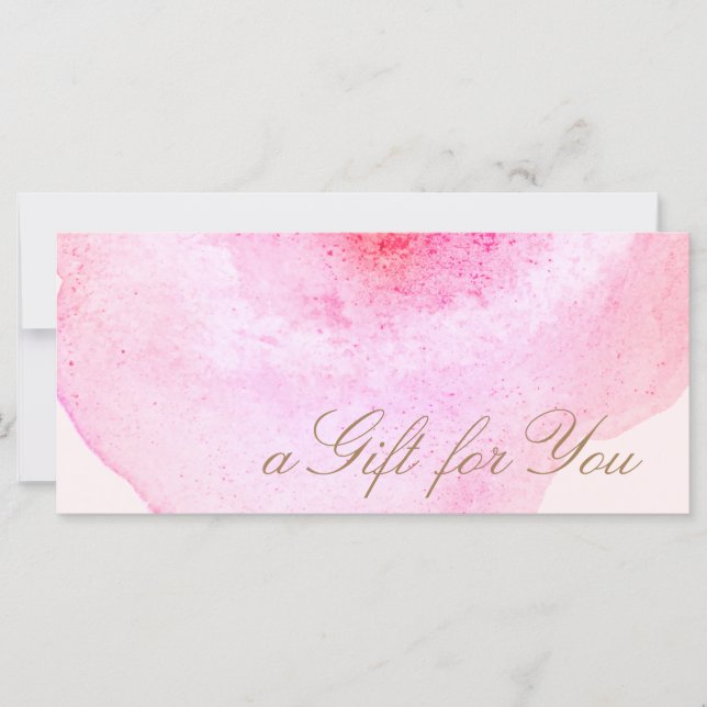 Pink Abstract Watercolor Pink Gift Certificate (Front)