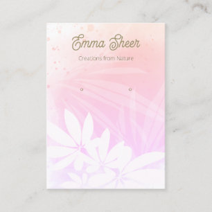 Pink Abstract Watercolor Plant Leaves  Business Ca Card