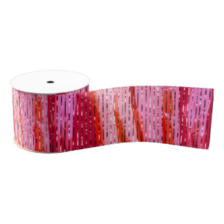 Pink Abstract with Tinsel Stripe Grosgrain Ribbon
