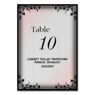 Pink Accent Grey Framed Table Number