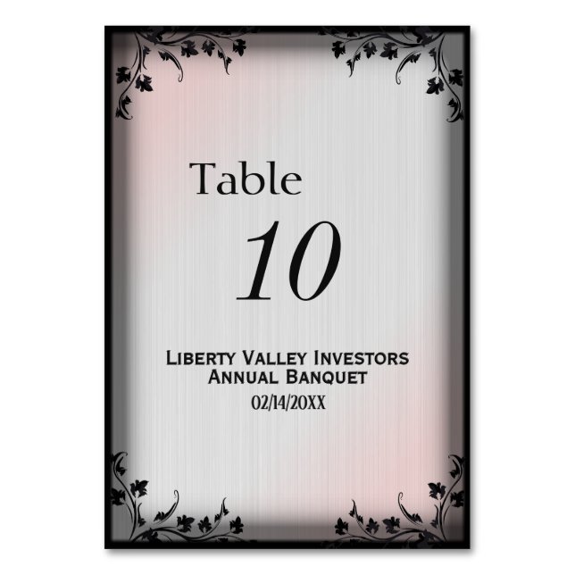 Pink Accent Grey Framed Table Number (Front)