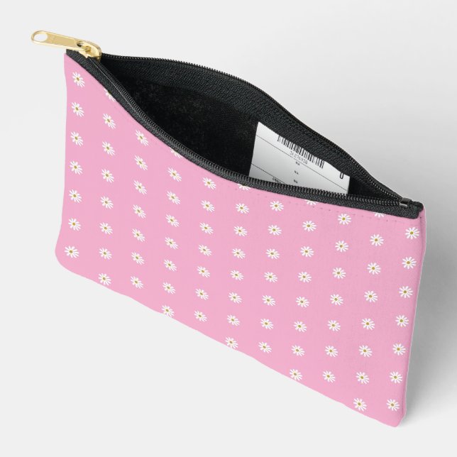 Pink Accessory Pouch with Blooming Flower Pattern (Open)