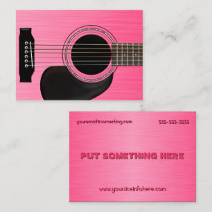 Pink Acoustic Guitar Business Card
