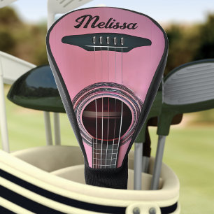 Pink Acoustic Guitar Guitarist Instrument Name Golf Head Cover