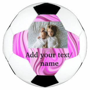 Pink acrylic pour marble add your text photo thro soccer ball