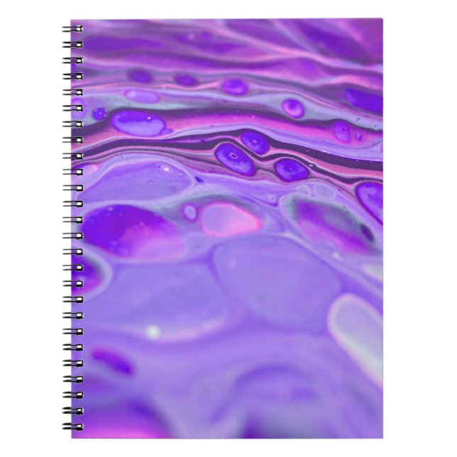 Pink Acrylic Purple, Fluid Art Painting Marble Notebook (Front)