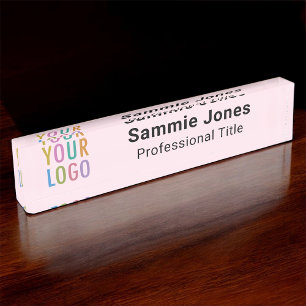 Pink Acrylic Table & Desk Name Plate Business Logo