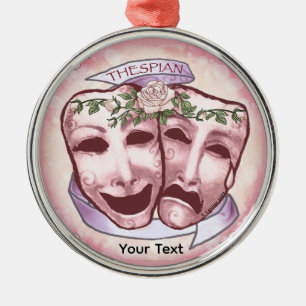 Pink Actor Masks Metal Tree Decoration