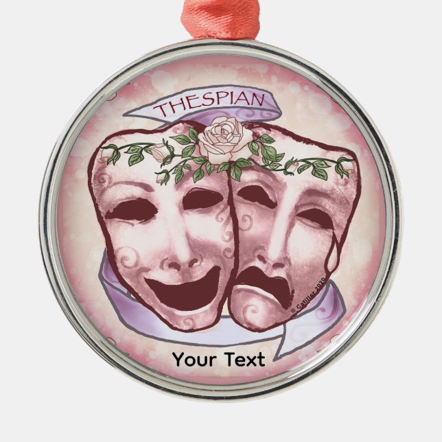 Pink Actor Masks Metal Tree Decoration (Front)