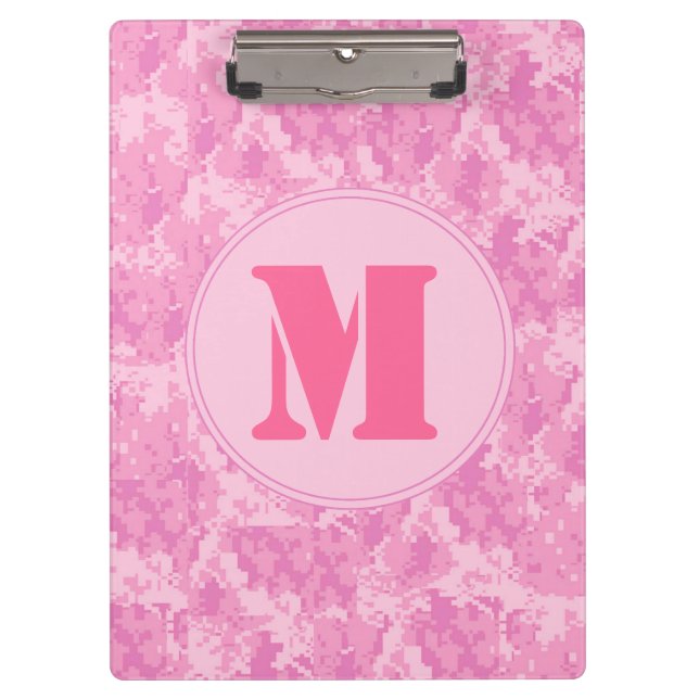 Pink ACU Camo Camoufla Monogram Initial Clip Board (Front)