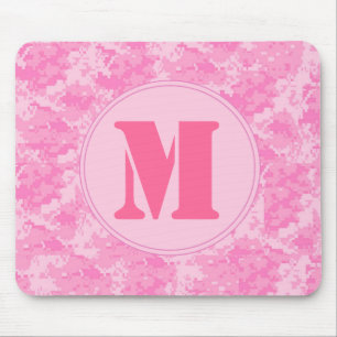 Pink ACU Camo Camouflag Monogram Initial Mouse Pad