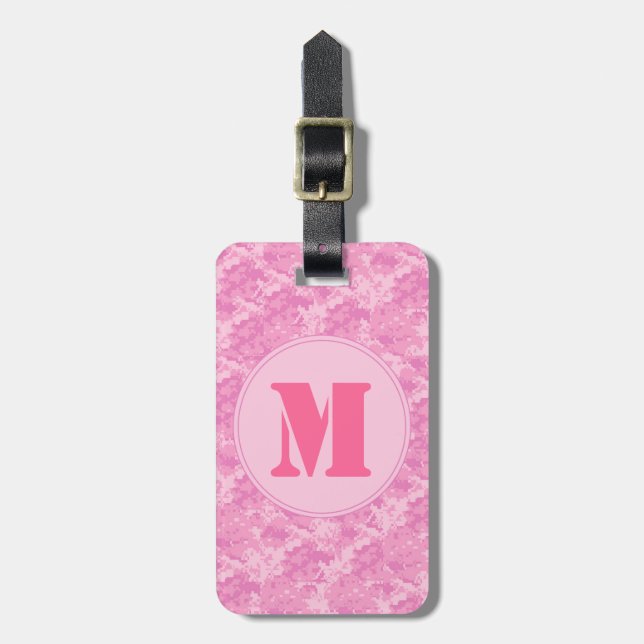 Pink ACU Camo Camouflage Girl Monogram Luggage Tag (Front Vertical)